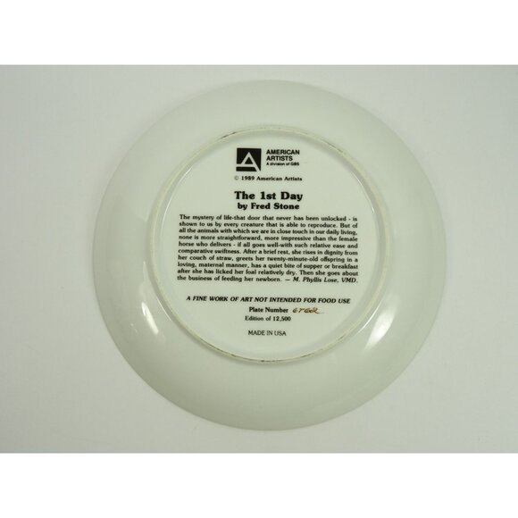 The First 1st Day Fred Stone Decorative Plate Mare and Foal Colt Mom Baby Horse - Picture 4 of 6